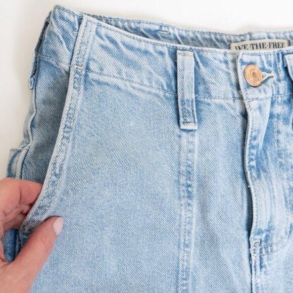 Free People Wide Leg Jeans Carpenter Light Wash High Waist Relaxed Utility NEW - Picture 6 of 16